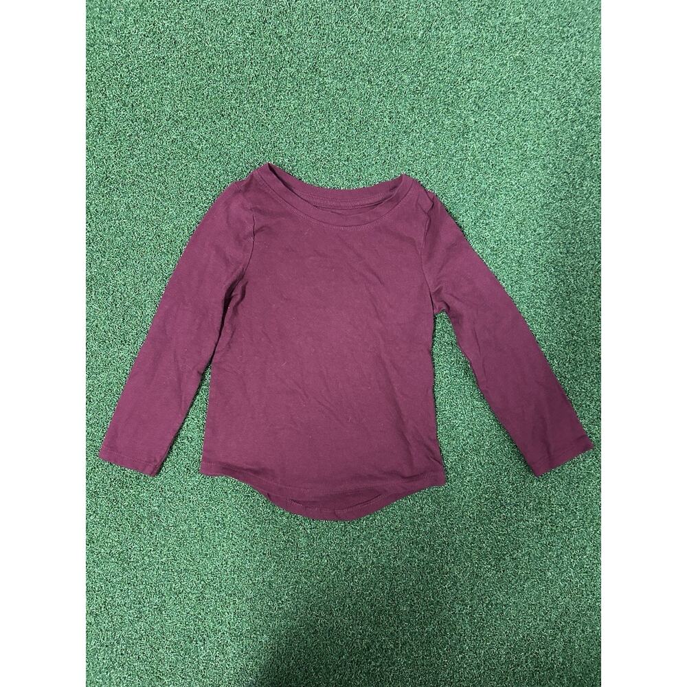 🥥 Cat & Jack Girl's Long Sleeve Pointelle Knit Top Burgundy Size 3T